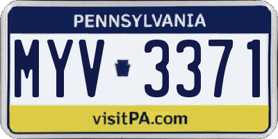 PA license plate MYV3371