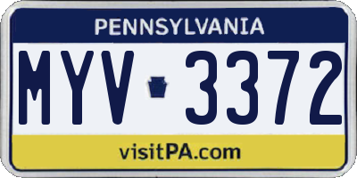 PA license plate MYV3372