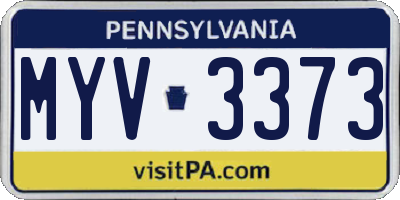 PA license plate MYV3373