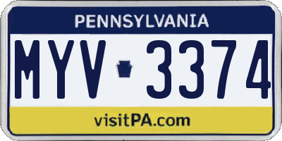 PA license plate MYV3374