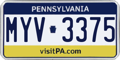 PA license plate MYV3375