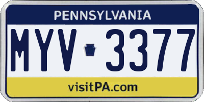 PA license plate MYV3377
