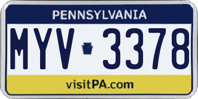 PA license plate MYV3378
