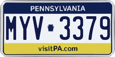 PA license plate MYV3379