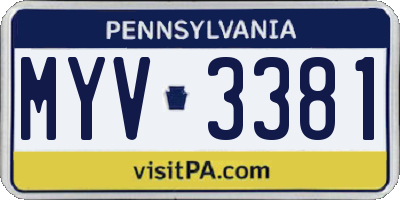 PA license plate MYV3381