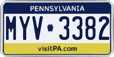 PA license plate MYV3382