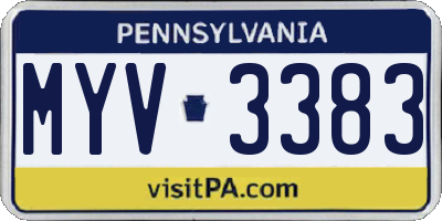 PA license plate MYV3383