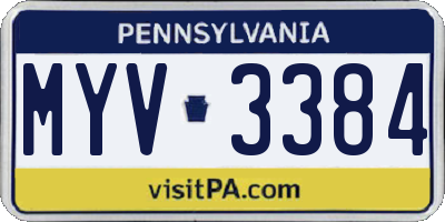 PA license plate MYV3384