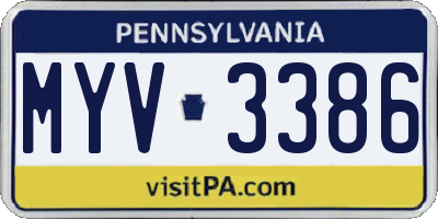 PA license plate MYV3386