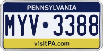 PA license plate MYV3388