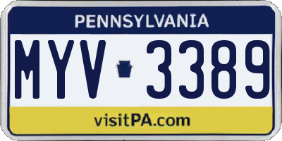 PA license plate MYV3389