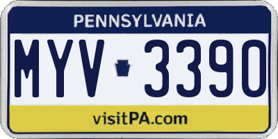 PA license plate MYV3390