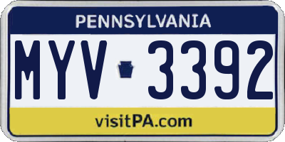 PA license plate MYV3392