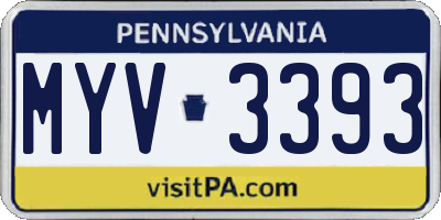 PA license plate MYV3393