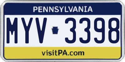 PA license plate MYV3398