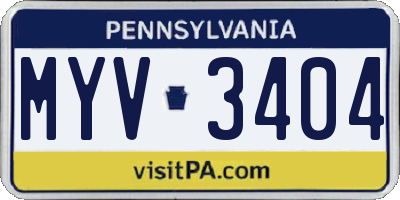 PA license plate MYV3404