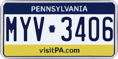 PA license plate MYV3406