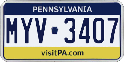 PA license plate MYV3407