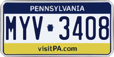 PA license plate MYV3408