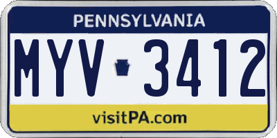 PA license plate MYV3412