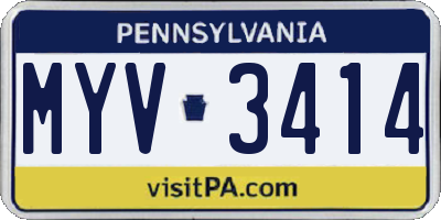 PA license plate MYV3414