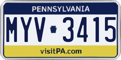 PA license plate MYV3415