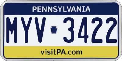 PA license plate MYV3422