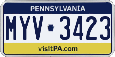 PA license plate MYV3423