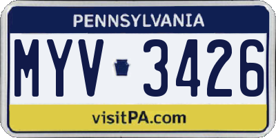 PA license plate MYV3426
