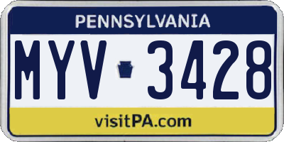 PA license plate MYV3428
