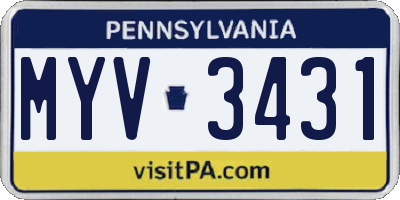 PA license plate MYV3431