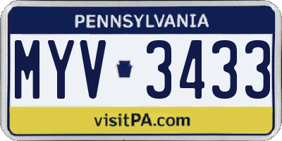 PA license plate MYV3433