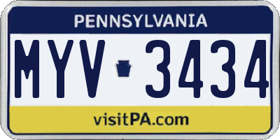 PA license plate MYV3434