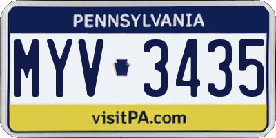 PA license plate MYV3435