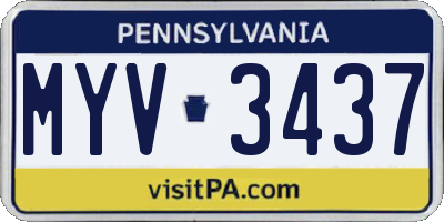 PA license plate MYV3437