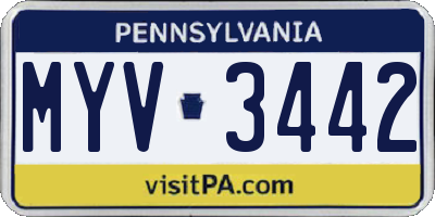 PA license plate MYV3442