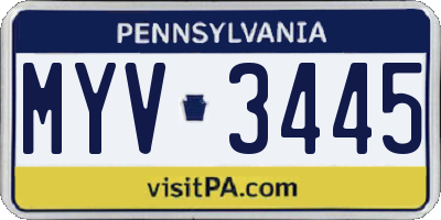 PA license plate MYV3445