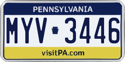 PA license plate MYV3446