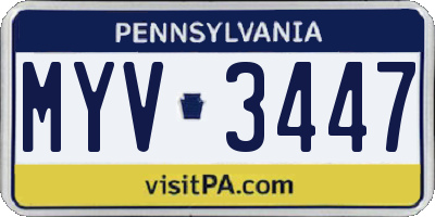 PA license plate MYV3447