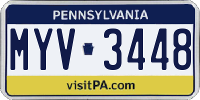 PA license plate MYV3448