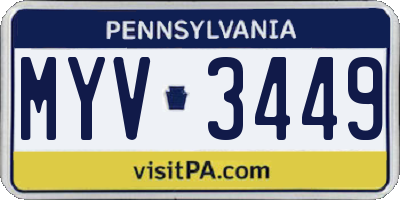 PA license plate MYV3449