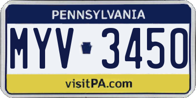 PA license plate MYV3450