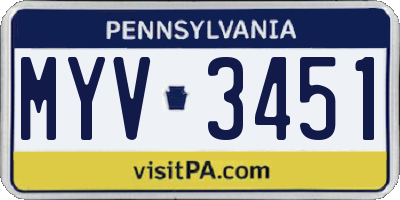 PA license plate MYV3451