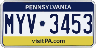 PA license plate MYV3453