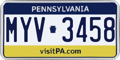 PA license plate MYV3458