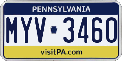 PA license plate MYV3460