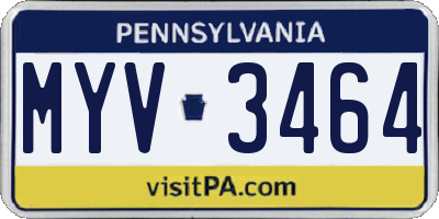 PA license plate MYV3464