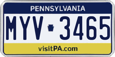 PA license plate MYV3465
