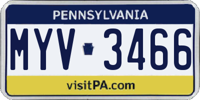 PA license plate MYV3466