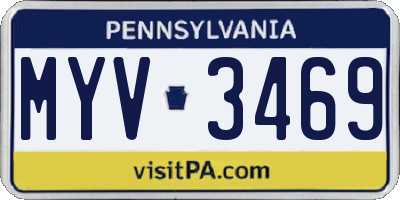 PA license plate MYV3469
